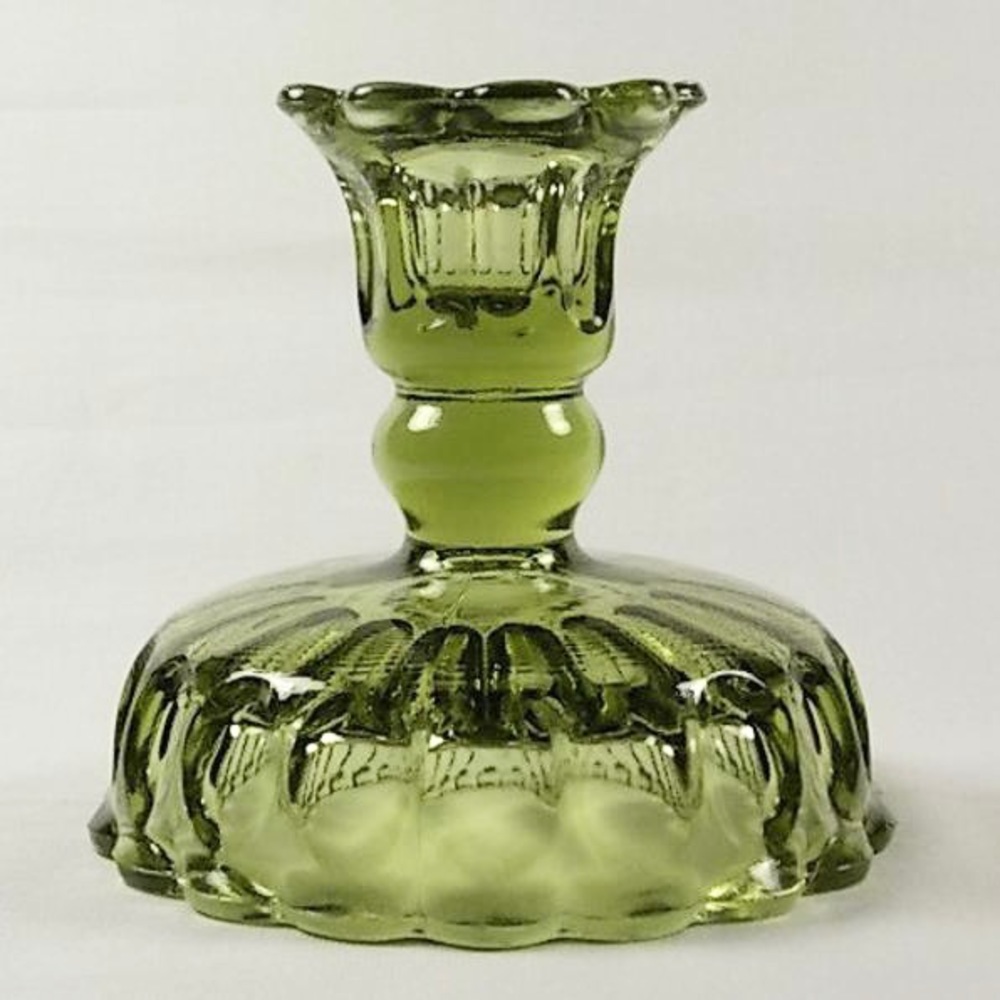 Fenton Reversible Candle Holder, Thumbprint, Colonial Green